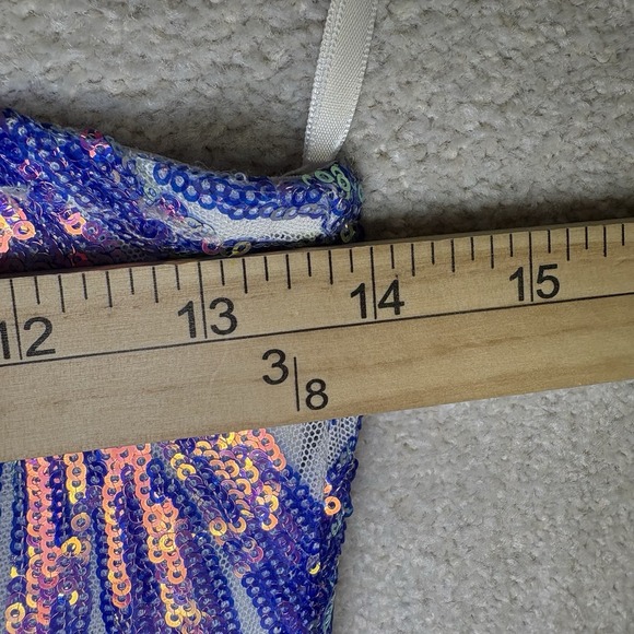 Catchall Salem Blue SPARKLY SEQUIN STRAPPY TASSEL MINI‎ DRESS Fairy Core Size S - Picture 6 of 9
